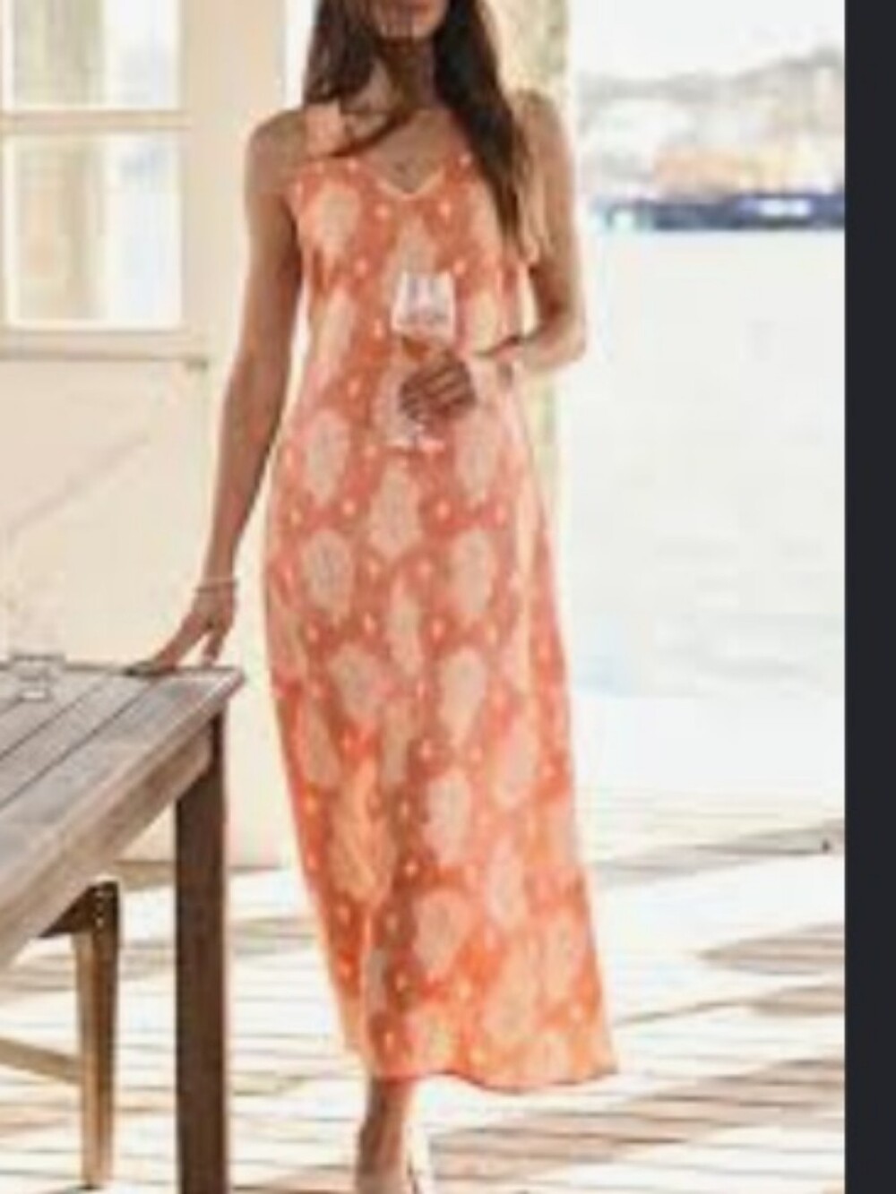 J. Jill Coral Paisley 100% Linen Maxi Dress